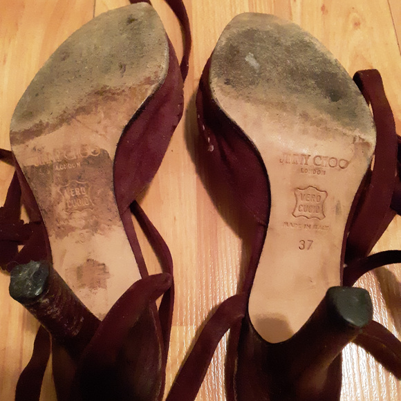 BUTTER SOFT...WOMENS JIMMY CHOO SUEDE BURGUNDY STRAP-UP PUMP Sz:7 - Picture 4 of 6